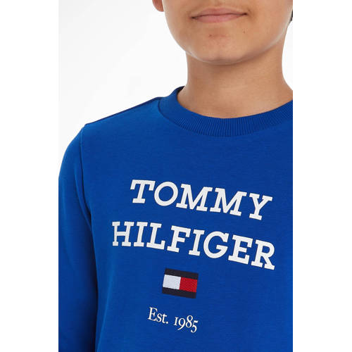 Tommy Hilfiger sweater met tekst felblauw Tekst 110