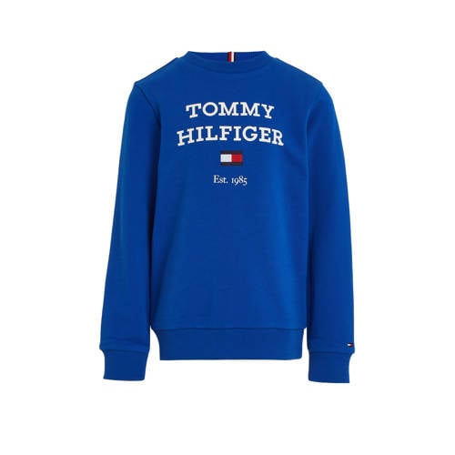 Tommy Hilfiger sweater met tekst felblauw Tekst - 104