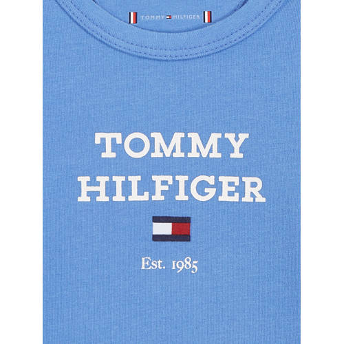 Tommy Hilfiger romper lichtblauw Jongens Meisjes Stretchkatoen Ronde hals 56