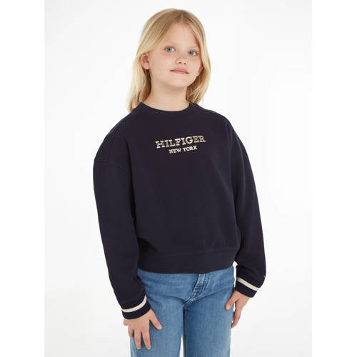 Tommy Hilfiger sweater MONOTYPE met tekst donkerblauw Tekst 110