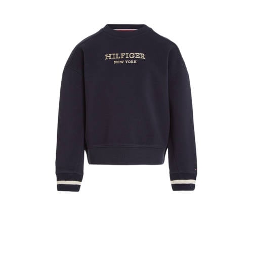 Tommy Hilfiger sweater MONOTYPE met tekst donkerblauw Tekst