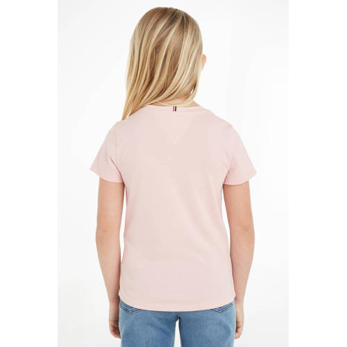 Tommy Hilfiger T-shirt met logo lichtroze Meisjes Katoen Ronde hals Logo 104