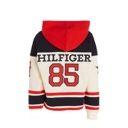 Tommy Hilfiger hoodie met logo rood ecru zwart Sweater Jongens Stretchkatoen Capuchon 128