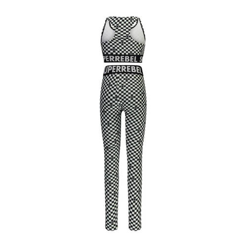 SuperRebel top + legging Athens zwart wit Shirt + broek Meisjes Polyester Ronde hals 116