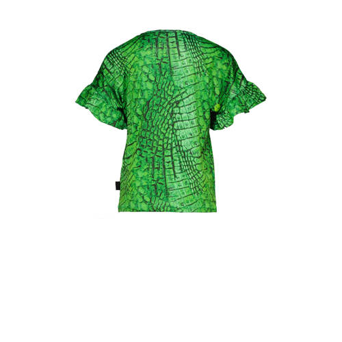 SuperRebel T-shirt Benica groen Meisjes Polyester Ronde hals Dierenprint 116