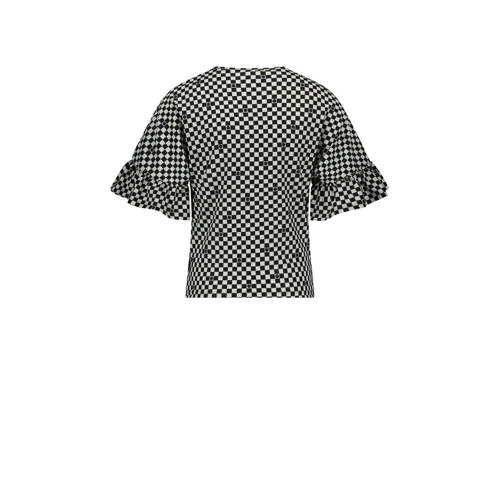 SuperRebel T-shirt Benica zwart wit Meisjes Polyester Ronde hals Meerkleurig 116