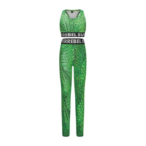 SuperRebel top + legging Athens groen Shirt + broek Meisjes Gerecycled polyester Ronde hals