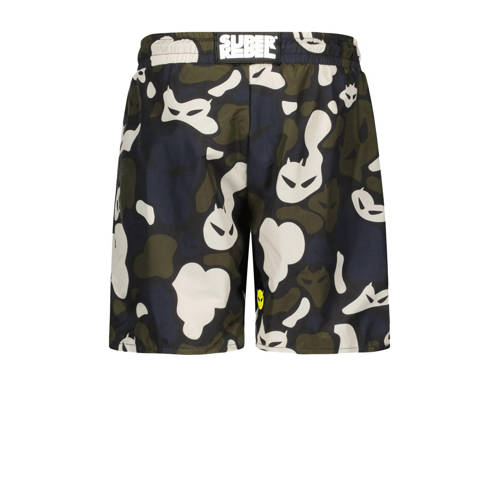 SuperRebel zwemshort zwart grijs wit Jongens Gerecycled polyester All over print 152