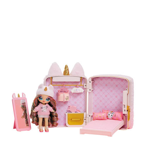 Na! Surprise 3-in-1 speelset met rugzak slaapkamer en Britney Sparkles met eenhoornthema Modepop
