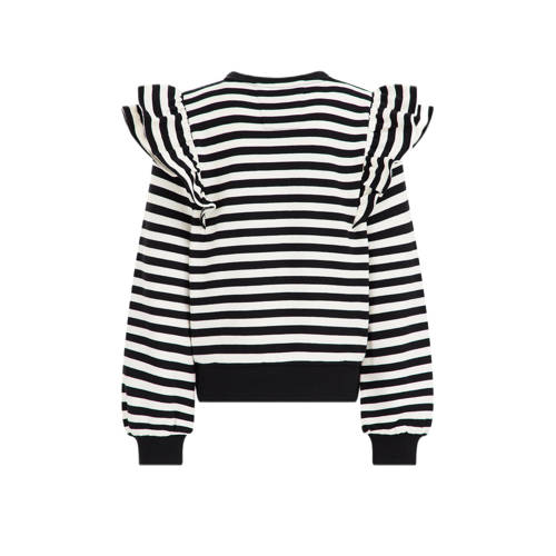 WE Fashion gestreepte sweater zwart wit Meisjes Katoen Ronde hals Streep 110 116