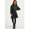 WE Fashion semi-transparante jurk met glitters zwart/zilver