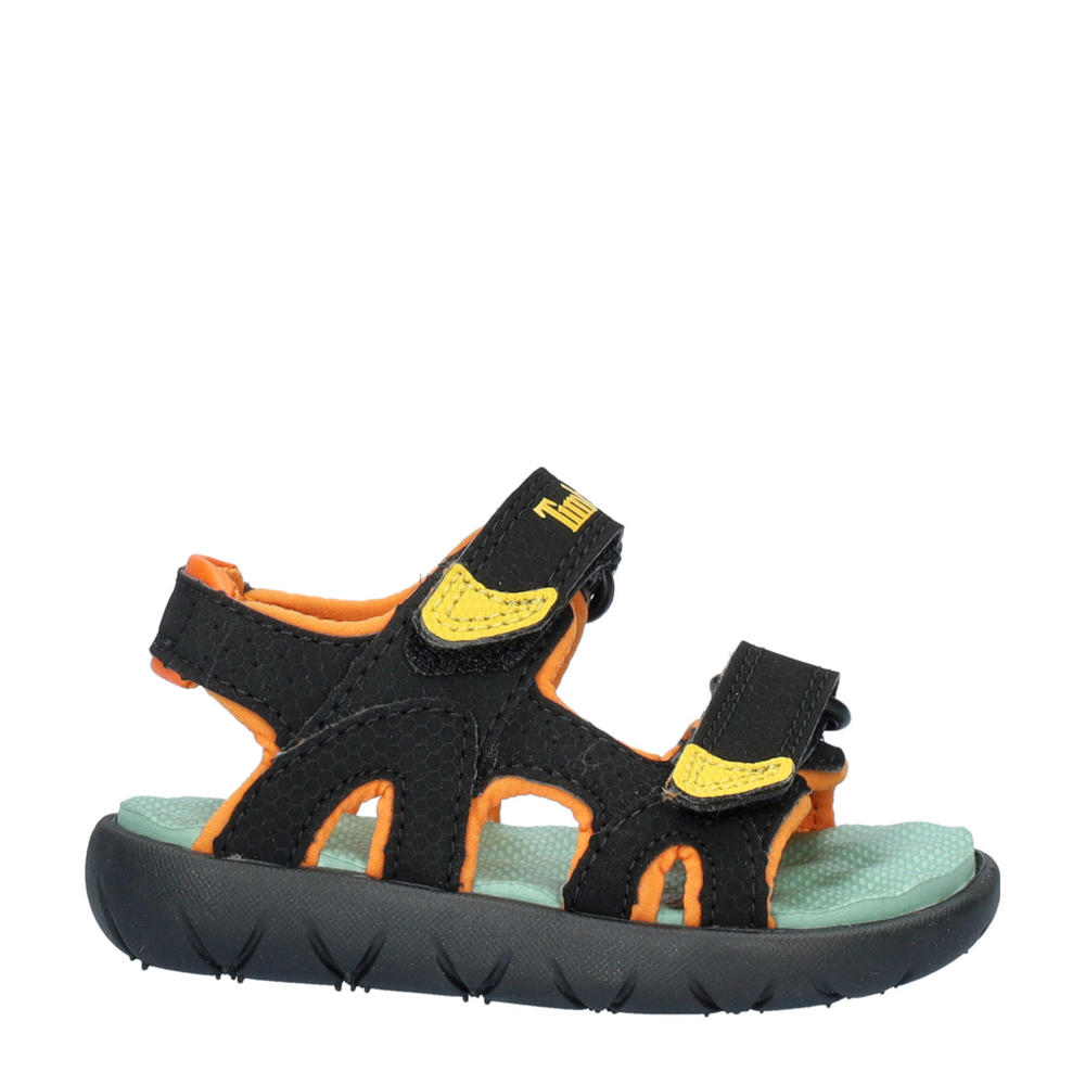 Zwarte jongens Timberland Perkins Row sandalen van imitatieleer met klittenband