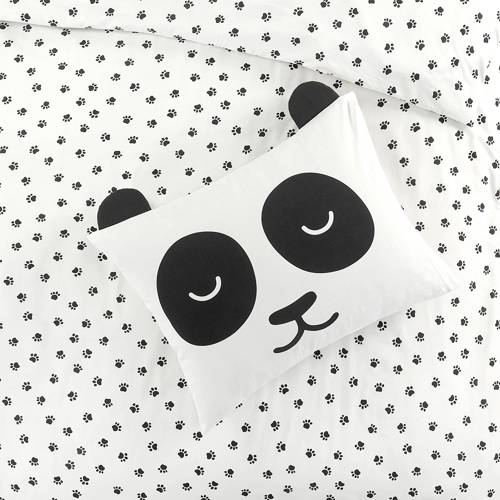 NOUS Kids katoenen dekbedovertrek peuter Panda (120x150 cm) Wit Dierenprint