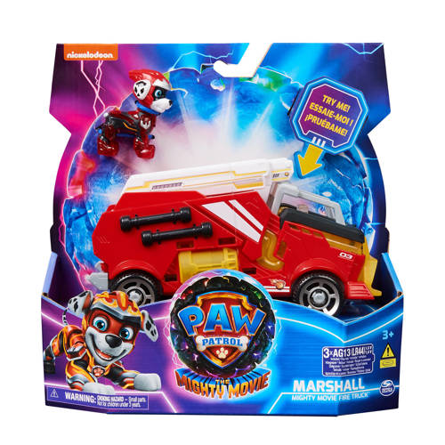 Paw Patrol The Mighty Movie Brandweerauto met licht en geluid met Marshall Auto- speelset