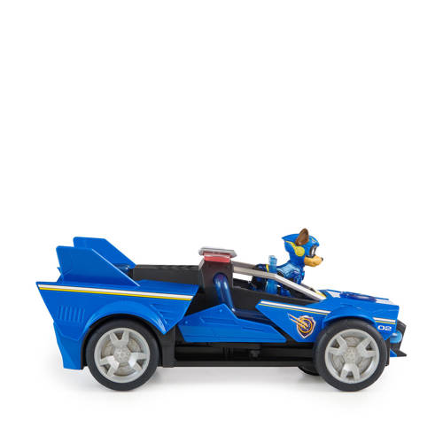 Paw Patrol The Mighty Movie Chase's Transformerende Raceauto met licht en geluid met Chase Auto- speelset