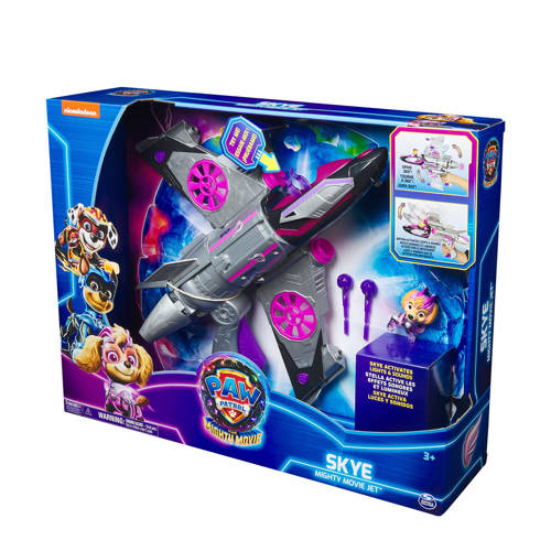 Paw Patrol The Mighty Movie Transformerende Skyes Vliegtuig met licht en geluid Auto- speelset