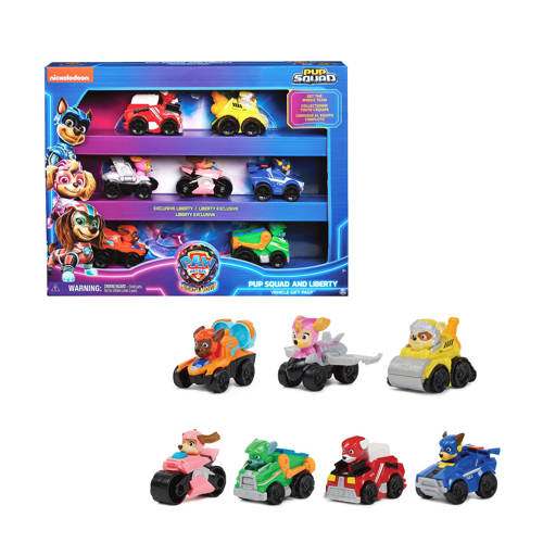 Paw Patrol The Mighty Movie 7-delige Pup Squad Racers cadeauset Auto- speelset