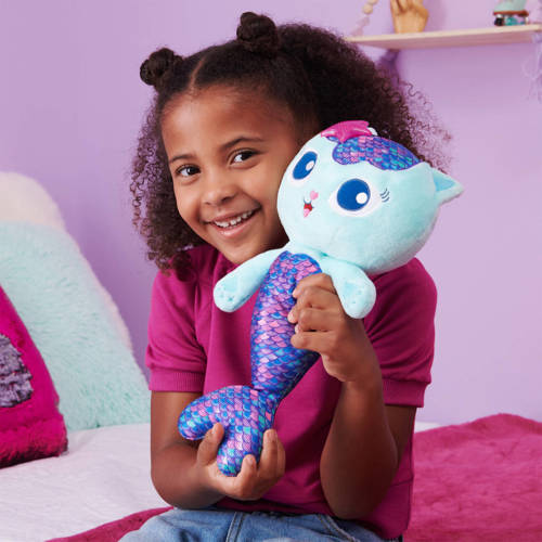 Gabby's Dollhouse gabby's poppenhuis meerminkat met licht en geluid interactieve knuffel Blauw