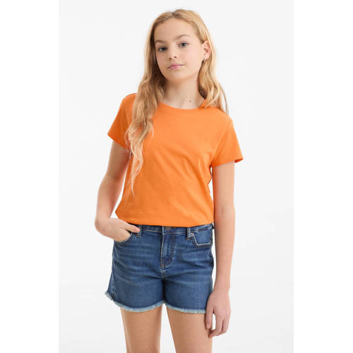 Anytime basic T-shirt oranje Meisjes Katoen Ronde hals Effen - maat 146/152 afbeelding