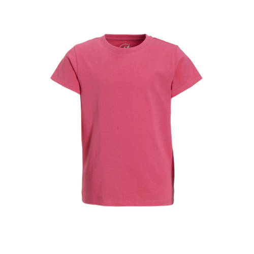 anytime basic T-shirt roze Meisjes Katoen Ronde hals Effen