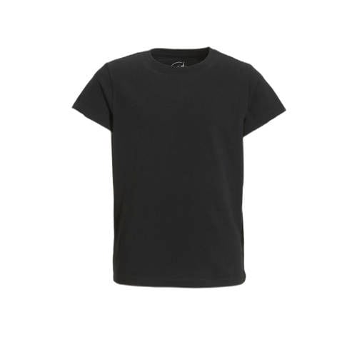 anytime basic T-shirt zwart Meisjes Katoen Ronde hals Effen - 110/116
