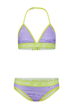 crochet triangel bikini Delinda paars/limegroen