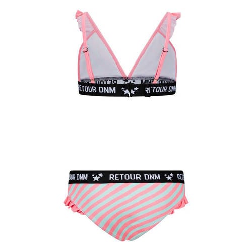 Retour Jeans triangel bikini Reanna met ruches roze lichtblauw Meisjes Polyamide 116