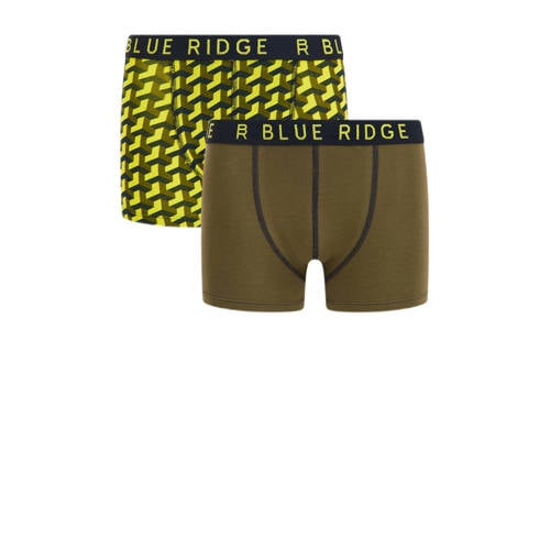 WE Fashion Blue Ridge boxershort - set van 2 geel/bruin Groen Jongens Stretchkatoen