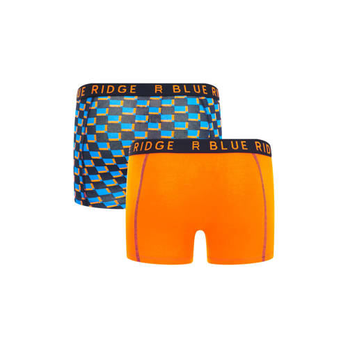 WE Fashion Blue Ridge boxershort set van 2 blauw oranje Jongens Stretchkatoen 110 116