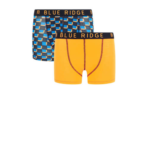 WE Fashion Blue Ridge boxershort - set van 2 blauw/oranje Jongens Stretchkatoen