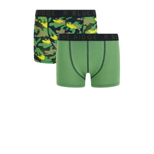 WE Fashion Blue Ridge boxershort - set van 2 groen/zwart Jongens Stretchkatoen