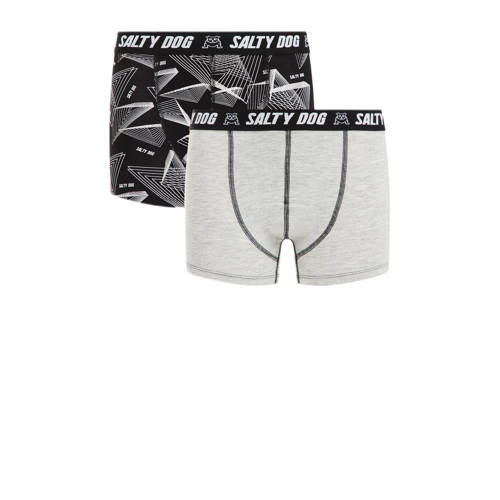 WE Fashion Blue Ridge boxershort - set van 2 zwart/grijs Jongens Stretchkatoen - 110/116