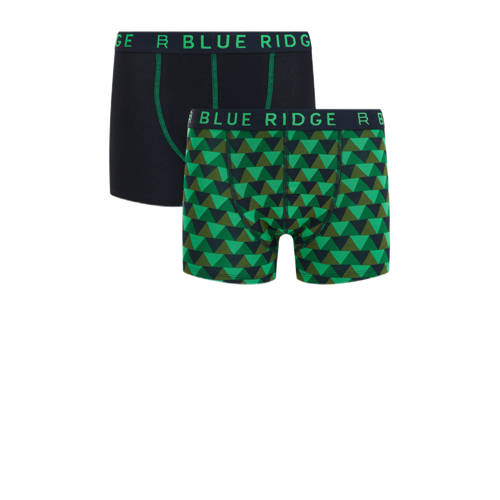 WE Fashion Blue Ridge boxershort - set van 2 blauw/groen Jongens Stretchkatoen