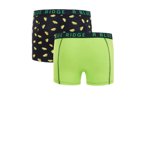 WE Fashion Blue Ridge boxershort set van 2 zwart groen Jongens Stretchkatoen 110 116