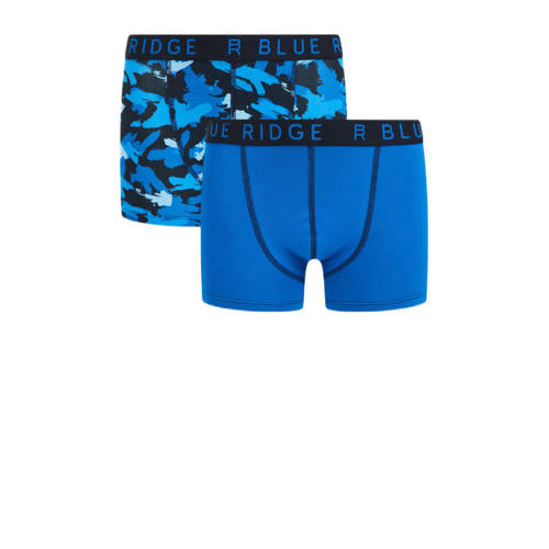 WE Fashion Blue Ridge boxershort - set van 2 blauw/donkerblauw Jongens Stretchkatoen - 110/116