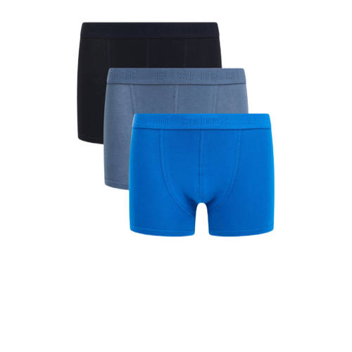 WE Fashion boxershort - set van 3 zwart/hardblauw Jongens Stretchkatoen