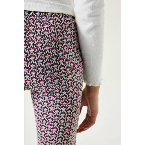 Garcia high waist flared broek met all over print paars wit zwart Meisjes Polyester 128
