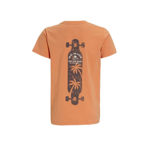 Me & My Monkey T-shirt Puck met printopdruk oranje Jongens Katoen Ronde hals 110 116