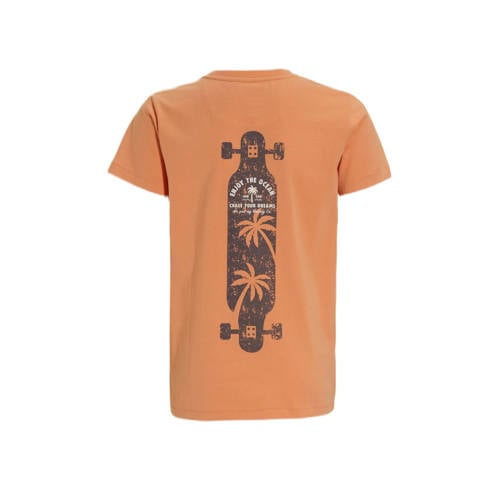 Me & My Monkey T-shirt Puck met printopdruk oranje Jongens Katoen Ronde hals 98 104