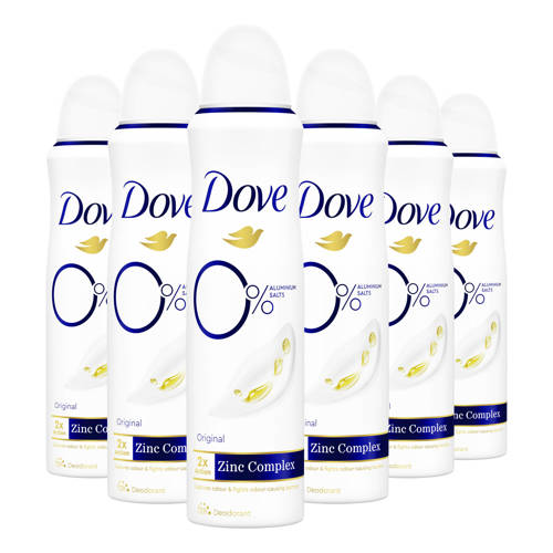 Dove 0% Aluminiumzouten Original deodorant spray 6 x 150 ml