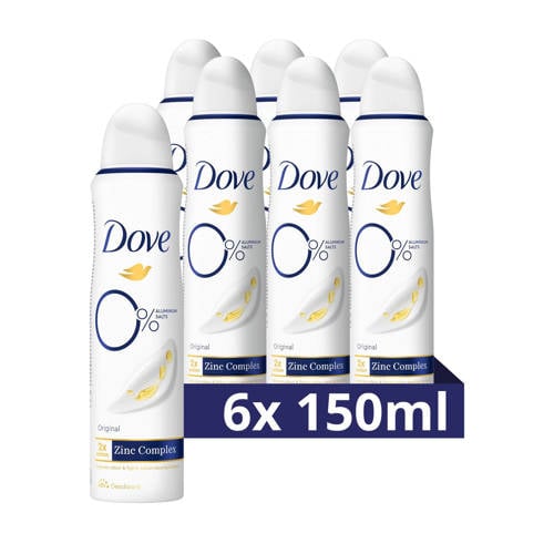Dove 0% Aluminiumzouten Original deodorant spray - 6 x 150 ml