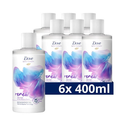 Dove Bath Therapy Renew badschuim & douchegel - 6 x 400 ml