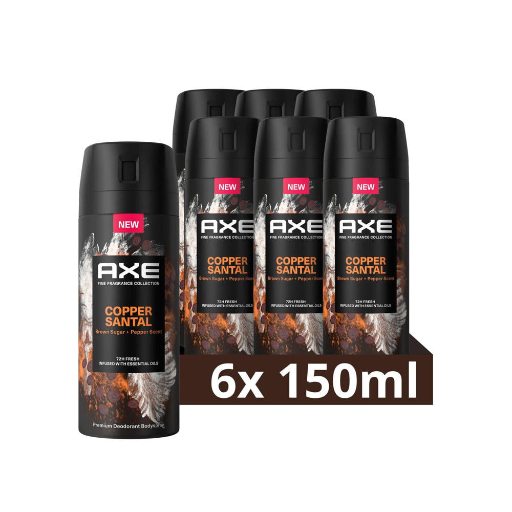 Axe Fine Fragrance Collection Copper Santal premium deodorant bodyspray - 6 x 150 ml