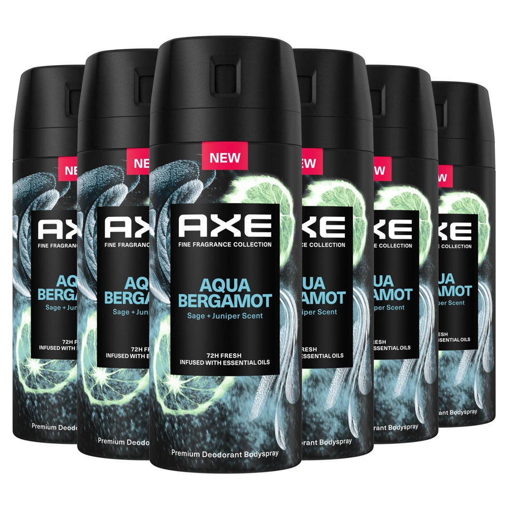 Axe Fine Fragrance Collection Aqua Bergamot premium deodorant bodyspray - 6 x 150 ml