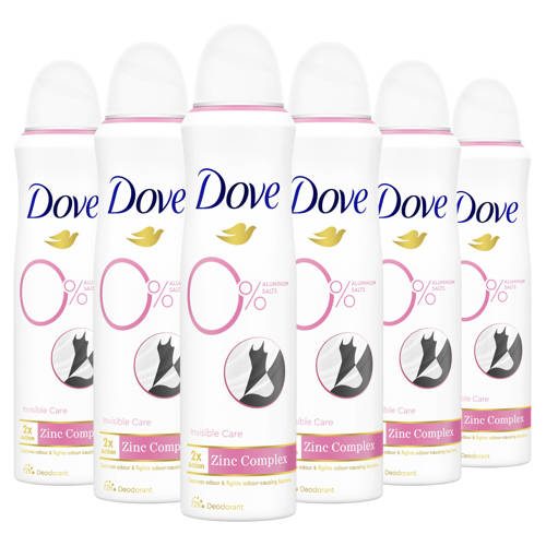 Dove 0% Aluminiumzouten Invisible Care deodorant spray 6 x 150 ml
