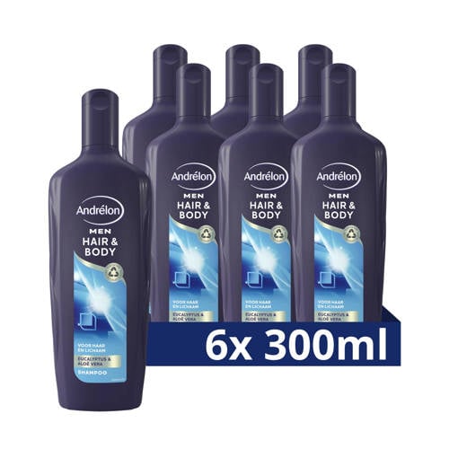 Andrélon Men Hair & Body shampoo - 6 x 300 ml | Shampoo van Andrélon