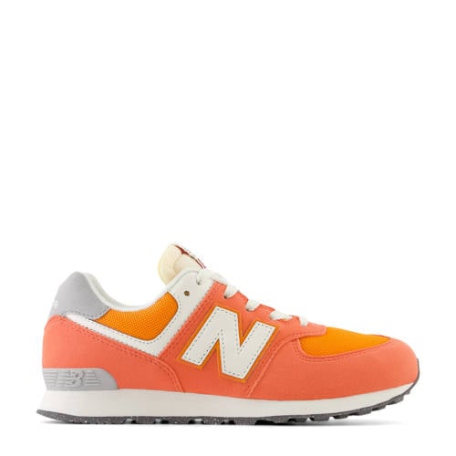 New Balance 574 V1 sneakers oranje/wit/grijs Jongens/Meisjes Suede Meerkleurig