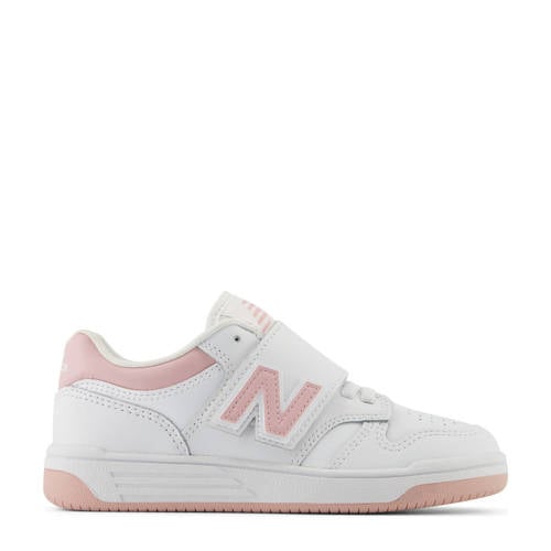 New Balance 480 V1 sneakers wit/roze Jongens/Meisjes Leer Effen
