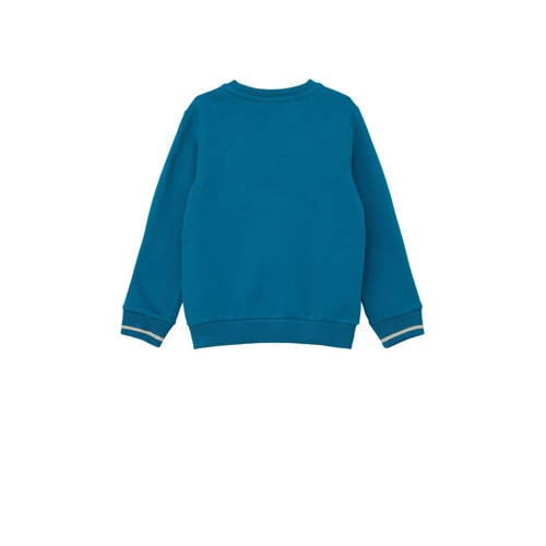 S.Oliver sweater met printopdruk petrol Blauw Printopdruk 104 110