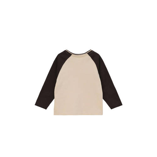 S.Oliver baby longsleeve met printopdruk beige zwart Jongens Katoen Ronde hals 50